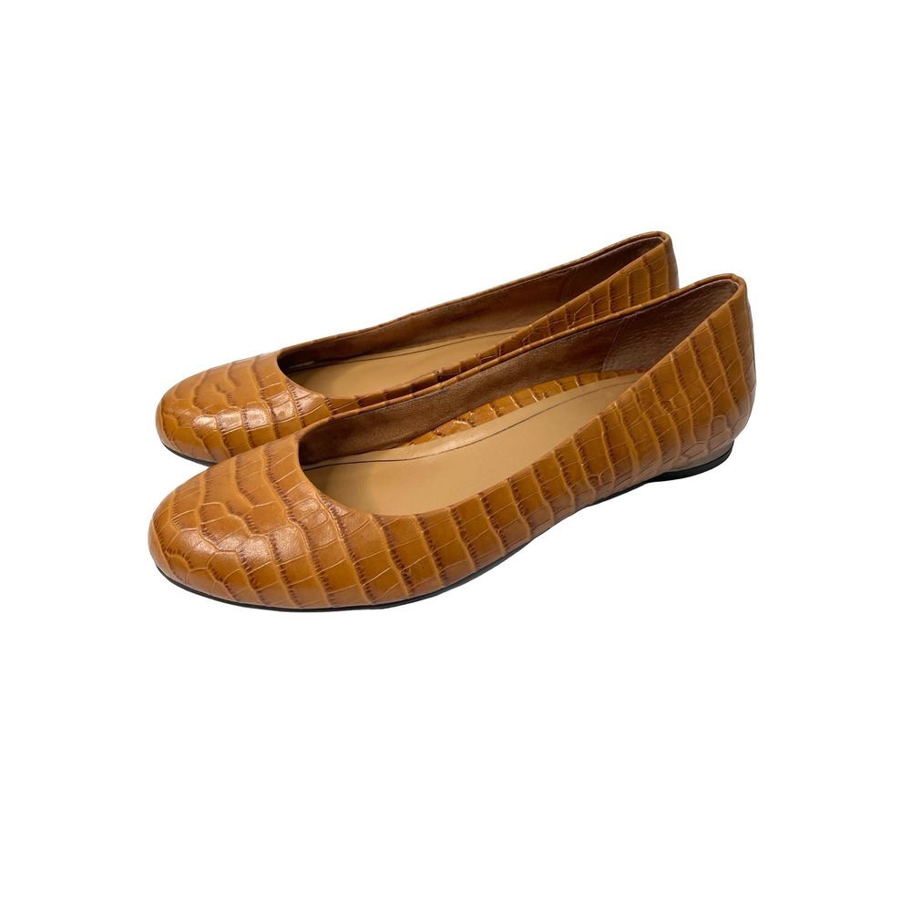 Vionic Hannah‎ croc espresso Ballet Flats Size 8.5 leather tan